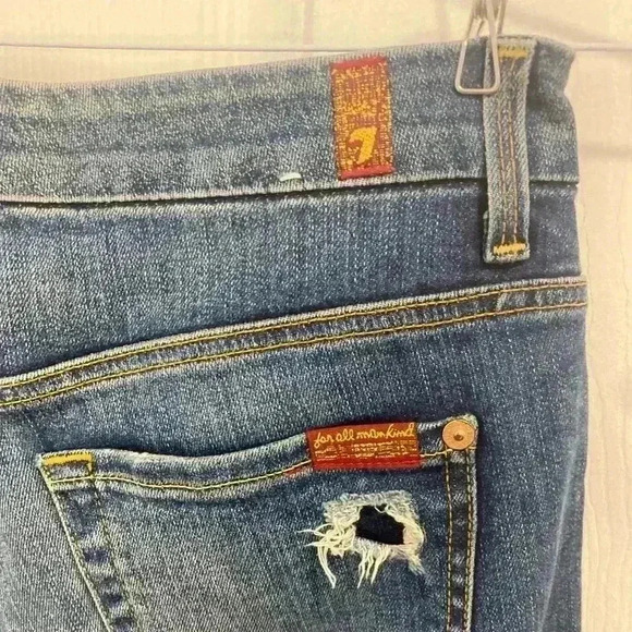7 For All Mankind The High Waist Ankle Skinny Jeans Distressed Size 28 - Picture 6 of 6